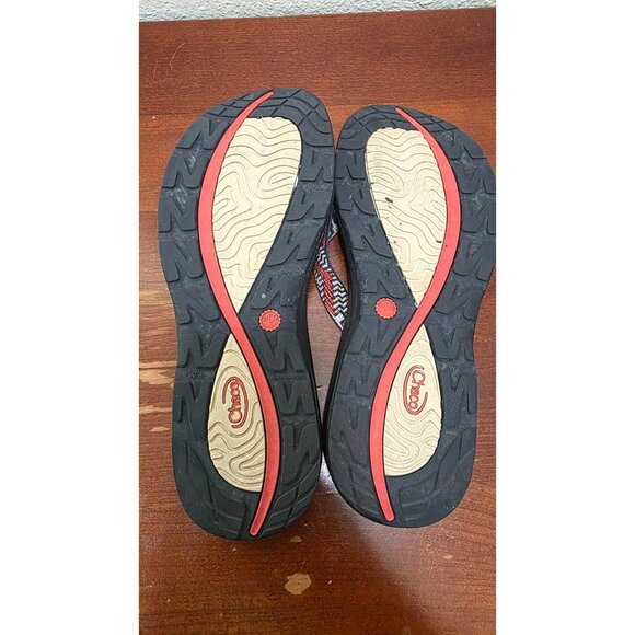Chaco Women's Tribal Woven Knit Strap Thong Flip Flop Size 8 Black/Red - Picture 4 of 6